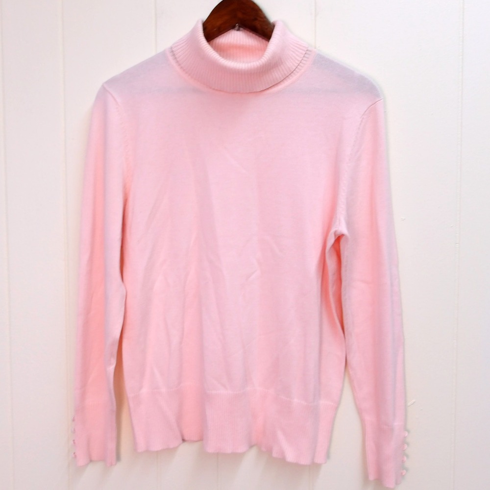 Spence Pink Turtleneck Long Sleeve Pullover Knit Sweater Soft Lg / #8019